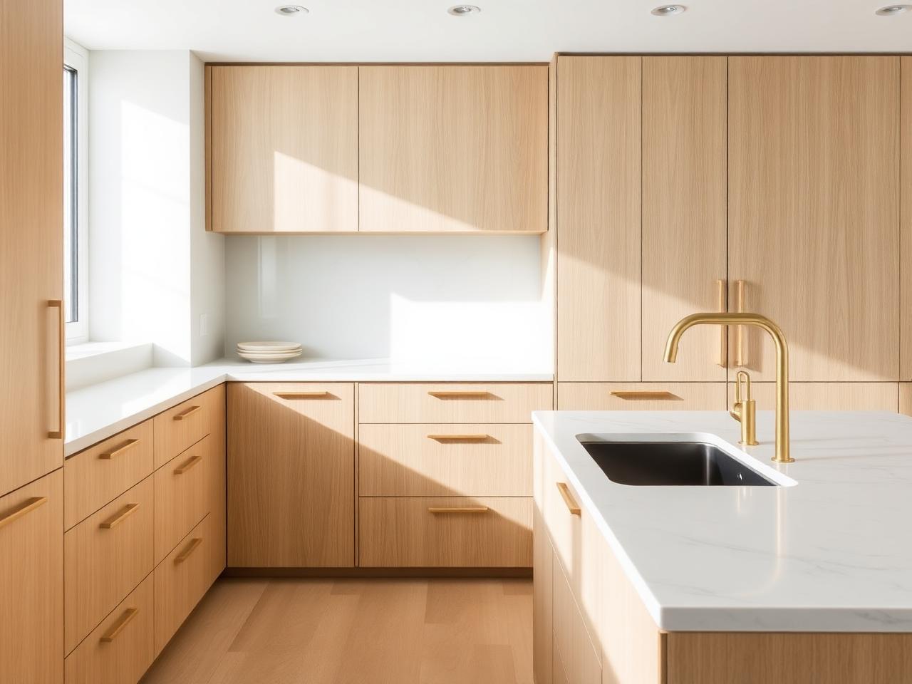 Imported European kitchen with handleless rift oak cabinetry